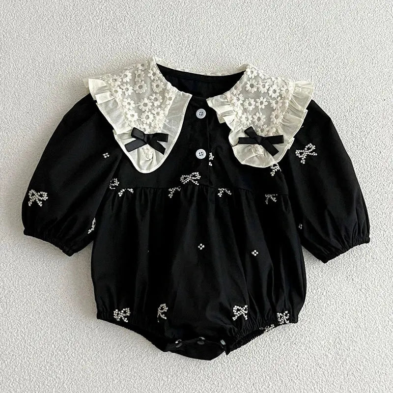 Siyah Fiyonklu Tulum ( 3 Lü Çorap + 3 Lü Bandana ) Set bedobee