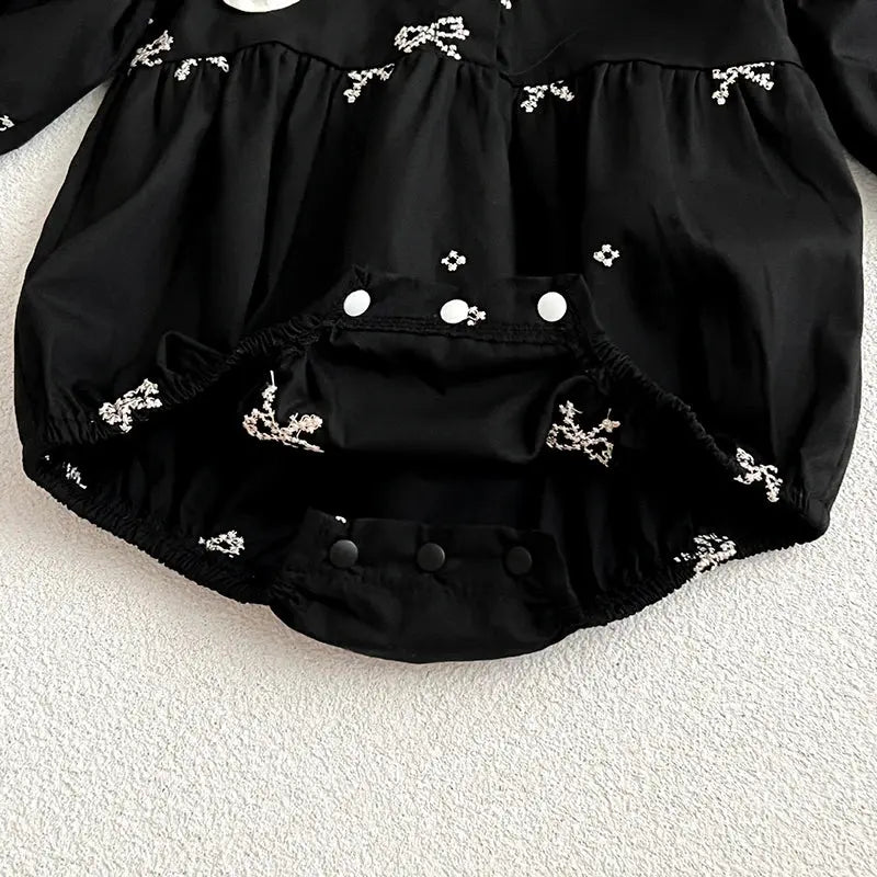 Siyah Fiyonklu Tulum ( 3 Lü Çorap + 3 Lü Bandana ) Set bedobee