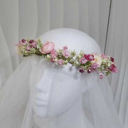 Peony Rose Flower Crown Wreath Handmade Hairbands Wedding Hair Accessories For Women Bridal Bridesmaids Girls Flower Headbands bedobee