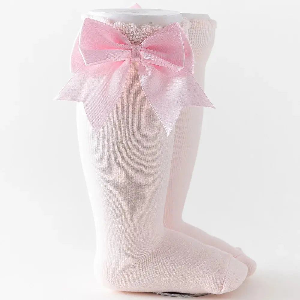 12 Colors Girls Socks Double Bows Cotton Baby Socks Children Soft Baby Long Tube Socks Kids Princess Knee High Socken For 0-7Y bedobee