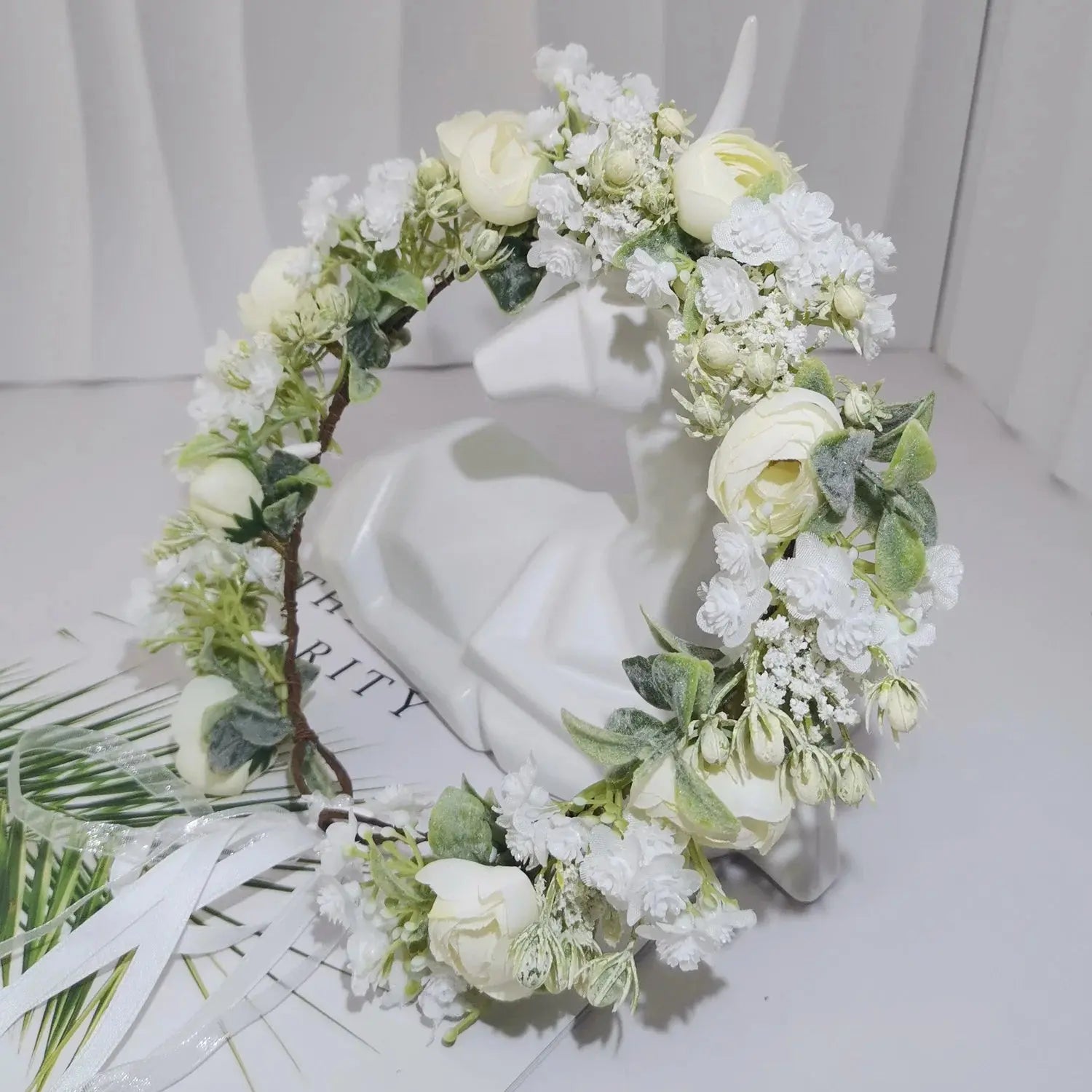 Peony Rose Flower Crown Wreath Handmade Hairbands Wedding Hair Accessories For Women Bridal Bridesmaids Girls Flower Headbands bedobee