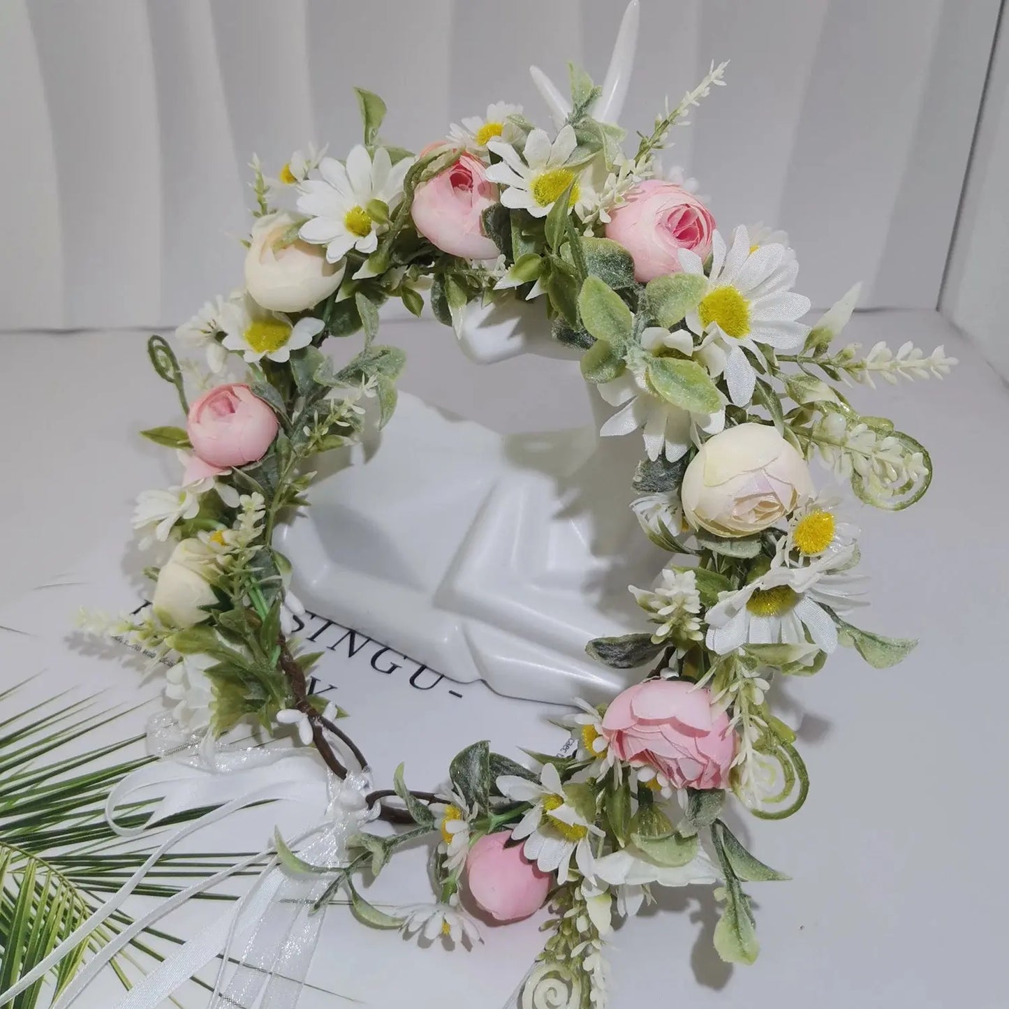 Peony Rose Flower Crown Wreath Handmade Hairbands Wedding Hair Accessories For Women Bridal Bridesmaids Girls Flower Headbands bedobee