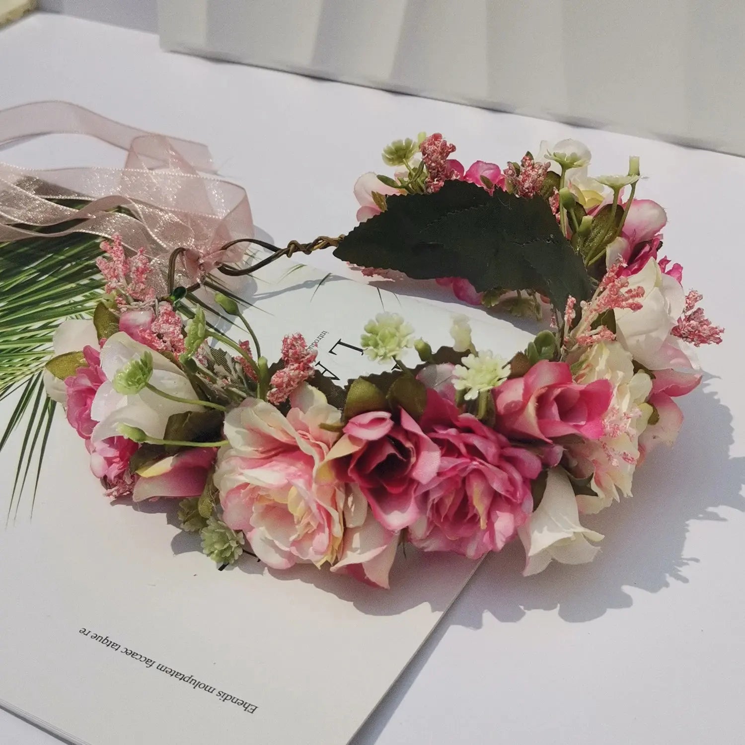 Peony Rose Flower Crown Wreath Handmade Hairbands Wedding Hair Accessories For Women Bridal Bridesmaids Girls Flower Headbands bedobee