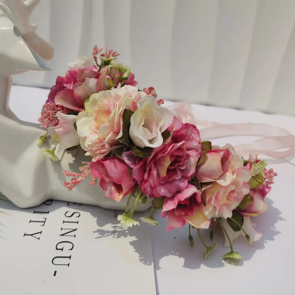 Peony Rose Flower Crown Wreath Handmade Hairbands Wedding Hair Accessories For Women Bridal Bridesmaids Girls Flower Headbands bedobee