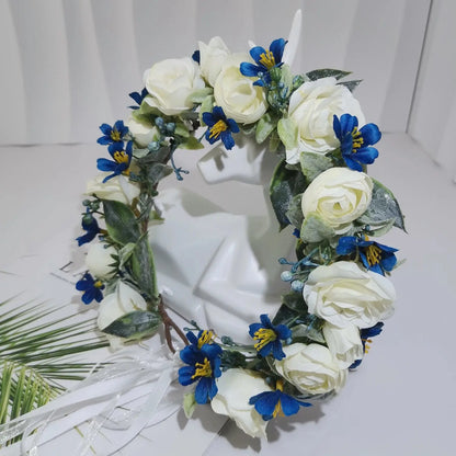 Peony Rose Flower Crown Wreath Handmade Hairbands Wedding Hair Accessories For Women Bridal Bridesmaids Girls Flower Headbands bedobee