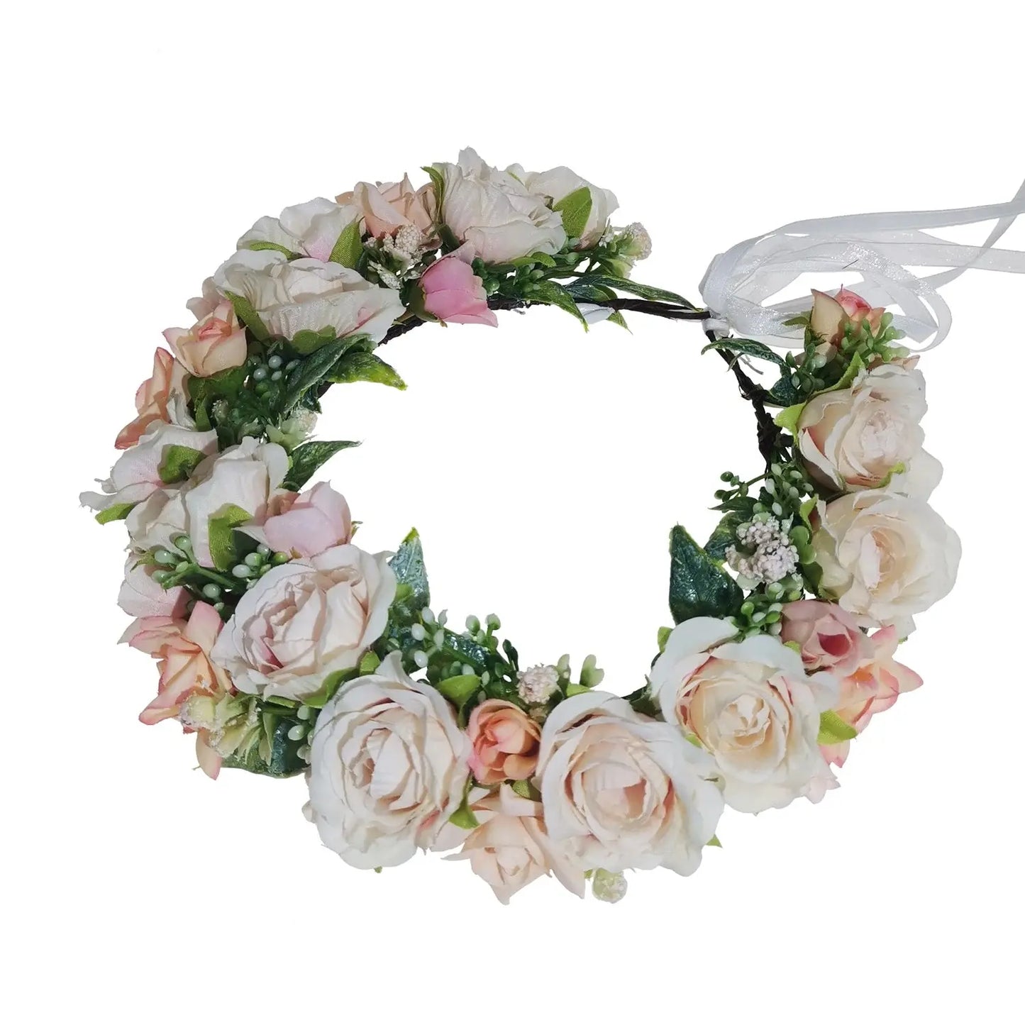 Peony Rose Flower Crown Wreath Handmade Hairbands Wedding Hair Accessories For Women Bridal Bridesmaids Girls Flower Headbands bedobee