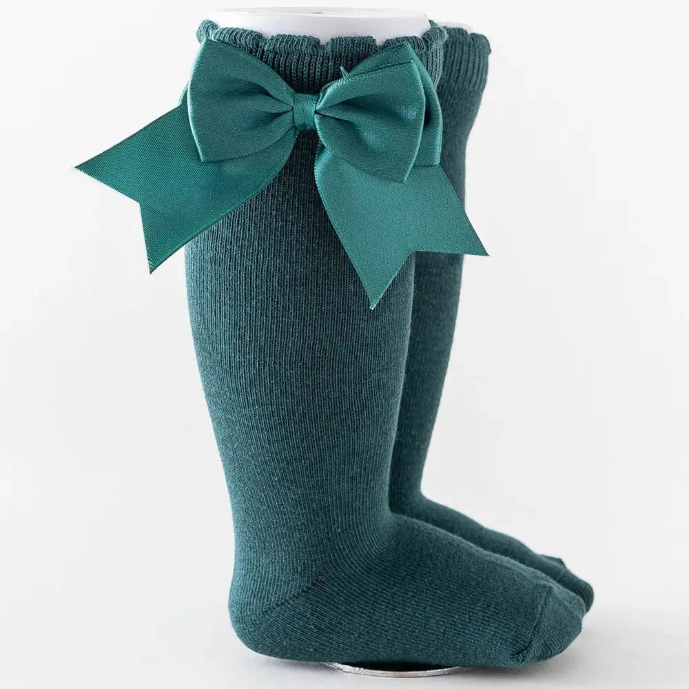 12 Colors Girls Socks Double Bows Cotton Baby Socks Children Soft Baby Long Tube Socks Kids Princess Knee High Socken For 0-7Y bedobee