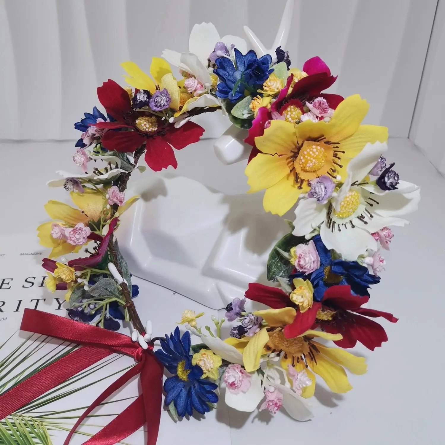 Peony Rose Flower Crown Wreath Handmade Hairbands Wedding Hair Accessories For Women Bridal Bridesmaids Girls Flower Headbands bedobee