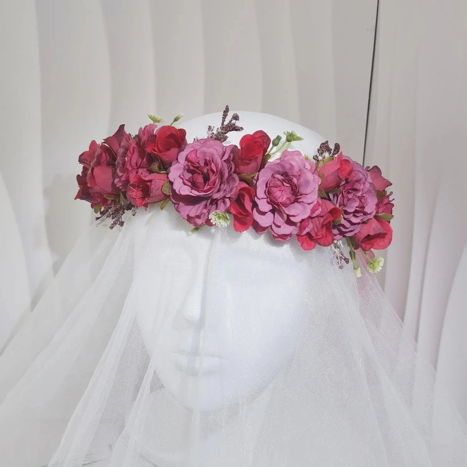 Peony Rose Flower Crown Wreath Handmade Hairbands Wedding Hair Accessories For Women Bridal Bridesmaids Girls Flower Headbands bedobee
