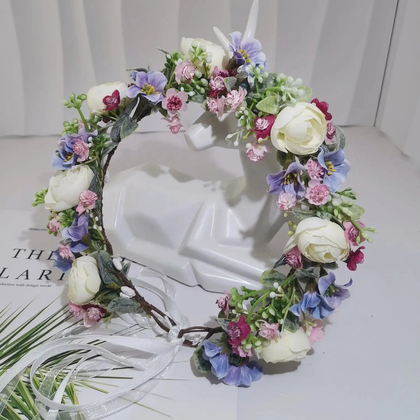 Peony Rose Flower Crown Wreath Handmade Hairbands Wedding Hair Accessories For Women Bridal Bridesmaids Girls Flower Headbands bedobee